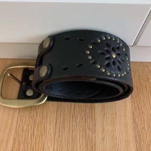 Two vintage Linea Pelle leather hip belts